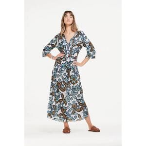 NEW ONESEASON oman long poppy maxi dress in white